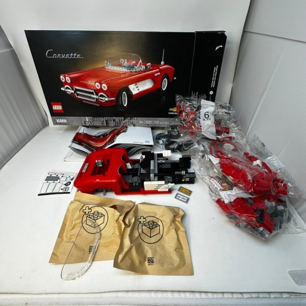 Lego Icons Chevrolet Corvette 1961 Set 10321 Partially Built With Sealed Bags